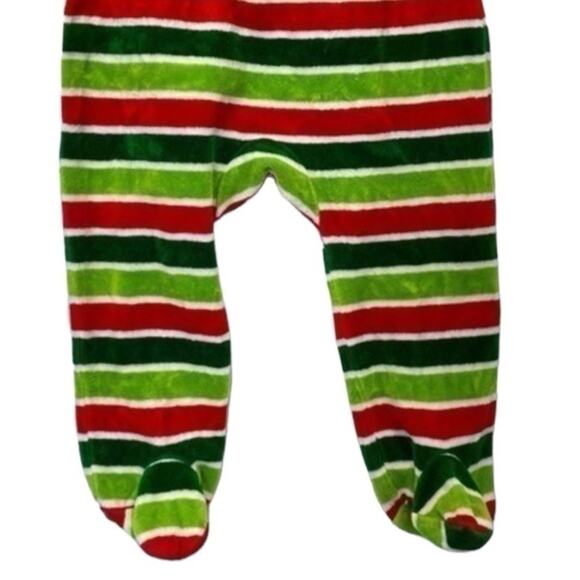 Red and Green Striped Footies Pants holiday Christmas Size 9 Months - Picture 5 of 6